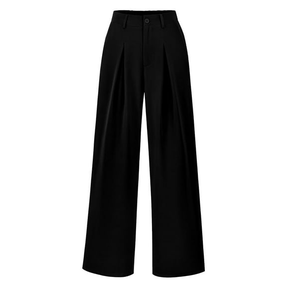 Fiaer,Women High Waist Palazzo Pants Fall 2025 Casual Wide Leg Trousers Loose Work Office Business Plus Size Suit Pant Pockets Black XXL