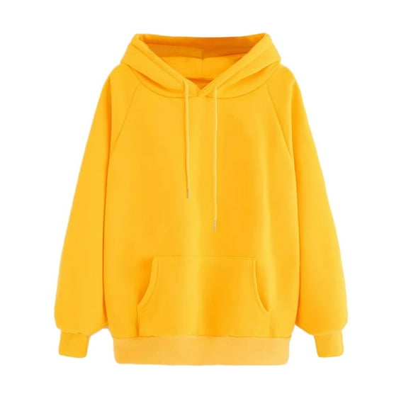 Fiaer Women Hoodies Full Zip up Hooded Sweatshirts Plus Size Long Sleeve Drawstring Jackets Baggy Solid Color Casual Tops with Pocket Light Yellow XL