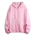 thumbnail image 1 of Fiaer Women Hoodies Full Zip up Hooded Sweatshirts Plus Size Long Sleeve Drawstring Jackets Baggy Solid Color Casual Tops with Pocket Pink M, 1 of 2