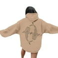 thumbnail image 1 of Fiaer Women Hoodies Long Sleeve Loose Fit Hooded Sweatsirts Drawstring Ocean Theme Graphic Pocket Tops Khaki XXL, 1 of 6