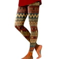 thumbnail image 1 of Fiaer Women Leggings Ethnic Geometric High Waist Stretchy Workout Pants Comfy Plus Size Color Blocking Trendy Yoga Trousers Coffee XXL, 1 of 5