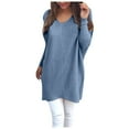 thumbnail image 1 of Fiaer Women Long Pullover Sweaters V Neck Long Sleeve Plus Size Fashion Casual Lightweight Knit Tops Sky Blue XL, 1 of 5