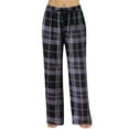thumbnail image 1 of Fiaer Women Plaid Oversized Pajamas Pants High Waisted Lace up Sleepwear Trousers Trendy Baggy Color Blocking Pjs Slacks with Pocket Black XXL, 1 of 5