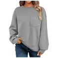 thumbnail image 1 of Fiaer,Women Plus Size Sweatshirts Long Sleeve 2025 Fall No Hooded Hoodies Crewneck Casual Fashion Pullover Loose Fit Tops with Pocket Grey XXL, 1 of 4