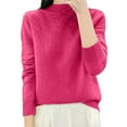 thumbnail image 1 of Fiaer Women Pullover Sweaters Crew Neck Hollow out Long Sleeve Solid Color Loose Fit Casual Trendy Knit Tops Hot Pink L, 1 of 2