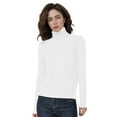 thumbnail image 1 of Fiaer Women Pullover Sweaters Turtleneck Slim Fit Solid Color Lightweight Casual Trendy Breathable Knit Tops for Daily White XL, 1 of 3
