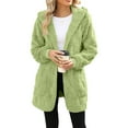 thumbnail image 1 of Fiaer Women’S Hooded Cardigans Sweaters Open Front Casual Fuzzy Loose Fit Trendy Tops For Daily With 2 Pockets Green S, 1 of 4