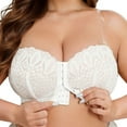 thumbnail image 1 of Fiaer Women Strapless Bras Front Closure Lace Plus Size Comfortable Bra with Clear Straps White 95F, 1 of 8