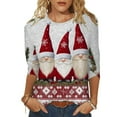 thumbnail image 1 of Fiaer Women T Shirts 3/4 Sleeve Christmas Plus Size Tshirts Crew Neck Snowflakes Santa Snowman Tree Funny Graphic Trendy Xmas Tops White1 XXL, 1 of 5