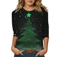 thumbnail image 1 of Fiaer Women T Shirts Shine Christmas Tree Trendy Tshirts 3/4 Sleeve Crew Neck Oversized Loose Fit Xmas Tops Green L, 1 of 4