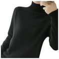 thumbnail image 1 of Fiaer Women Turtleneck Neck Sweater Plus Size Long Sleeve Loose Fit Solid Color Warm Lightweight Tops for Winter Black S, 1 of 4