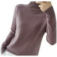 thumbnail image 1 of Fiaer Women Turtleneck Neck Sweater Plus Size Long Sleeve Loose Fit Solid Color Warm Lightweight Tops for Winter Purple XL, 1 of 4