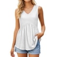 thumbnail image 1 of Fiaer Women's Boho Layered Tank Tops Fashion Flowy Peplum Tops Sleeveless V Neck Summer Vacation Tank Tops White S, 1 of 5