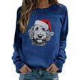 thumbnail image 1 of Fiaer Women's Christmas Sweatshirts Cute Printed Long Sleeve Xmas Pullover Crew Neck Baggy Plus Size Comfort Holiday Tops Dark Blue M, 1 of 5