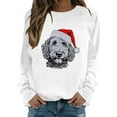 thumbnail image 1 of Fiaer Women's Christmas Sweatshirts Cute Printed Long Sleeve Xmas Pullover Crew Neck Baggy Plus Size Comfort Holiday Tops White XL, 1 of 5