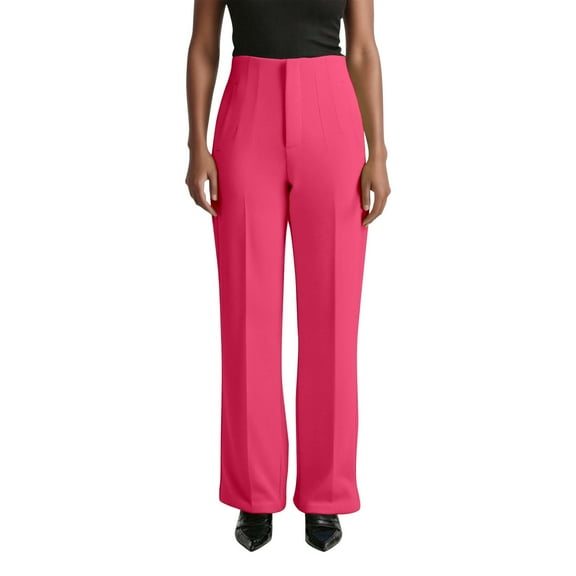 Fiaer,Oversized Work Pants Women Wide Leg Dressy Pants Business Casual Loose Fit Trousers 2025 Slacks with Pockets Hot Pink XXL