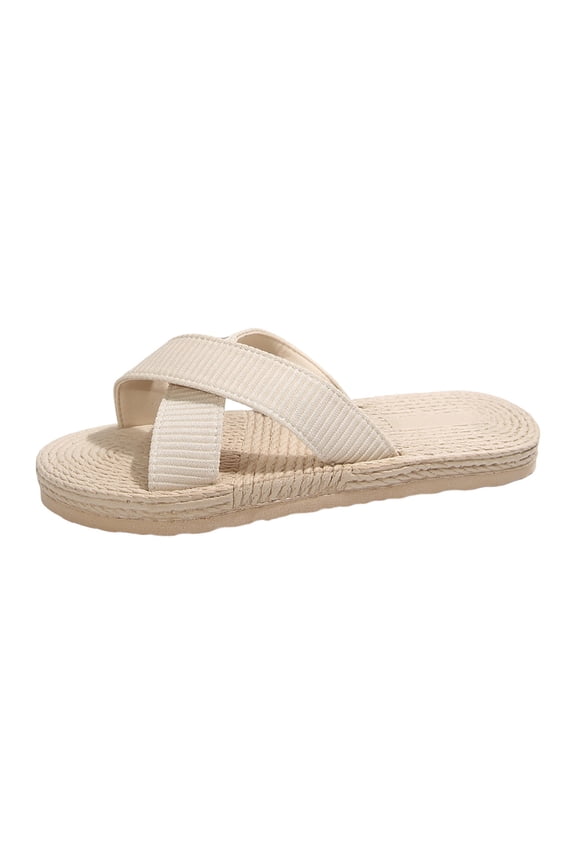 Women's Espadrilles Sandals Open Toe Casual Summer Mules Platform Sandals on Slippers Beige 6