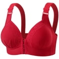 thumbnail image 1 of Fiaer Women's Front Closure Plunge Bras Adjustable Band No Underwire Full Coverage Everyday Bralettes Red 46, 1 of 3