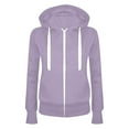 thumbnail image 1 of Fiaer,Women's Full Zip Plus Size Pocket Hooded Sweatshirts,Ladies Long Sleeve Loose Fit Casual Hoodies,Ladies Trendy Solid Lightweight Cozy Hooded Jackets Light Purple XL, 1 of 3