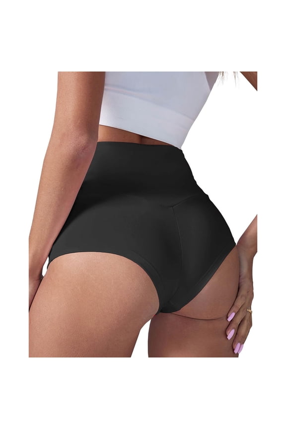 Women's High Waist Yoga Shorts Gym Workout Booty Dance Hot Pants Athletic Lifting Sports Leggings Black L