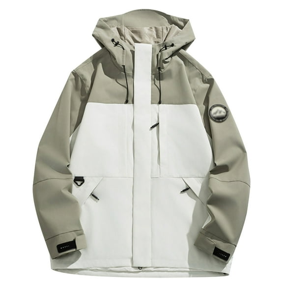 Fiaer Women's Hooded Rain Jacket Outdoor Raincoat Windbreaker Oversized Windproof Full Zip up Color Blocking Tops for Hiking and Casual Wear Light Green1 L