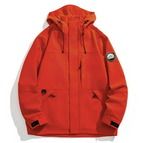 Fiaer Women's Hooded Rain Jacket Outdoor Raincoat Windbreaker Oversized Windproof Full Zip up Color Blocking Tops for Hiking and Casual Wear Red L