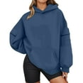 thumbnail image 1 of Fiaer Women's Hoodie Plus Size Long Sleeve Hooded Sweatshirts Loose Fit Fashion V Neck Tops with Multiple Pocket Navy L, 1 of 6