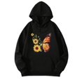 thumbnail image 1 of Fiaer Women's Hoodies Floral Printed Oversized Hooded Sweatshirts Long Sleeve Drawstring Drop Shoulder Baggy Tops with Pcoket Black XXXL, 1 of 3