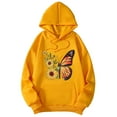 thumbnail image 1 of Fiaer Women's Hoodies Floral Printed Oversized Hooded Sweatshirts Long Sleeve Drawstring Drop Shoulder Baggy Tops with Pcoket Yellow XL, 1 of 3