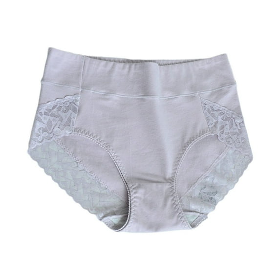 Fiaer Women's Lace Stretch Panties Solid Color High Waisted Underwear Full Breathable Comfort Briefs for Daily Light Purple XL