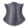 thumbnail image 1 of Fiaer Women's Lace up Boned Brocade Waist Training Underbust Corsets Oversized Shapewear Bodysuit Tops Grey S, 1 of 2
