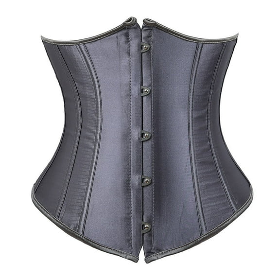 Fiaer Women's Lace up Boned Brocade Waist Training Underbust Corsets Oversized Shapewear Bodysuit Tops Grey XXXL