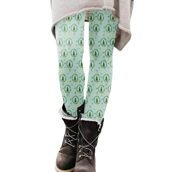 Fiaer Women's Legging Chritmas Tree Snowflake Reindeer Funny Graphic Plus Size Trendy Yoga Pants Soft Slim Fit Fashion Xmas Tight Trousers Green L