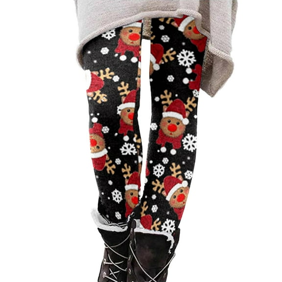 Fiaer Women's Legging Chritmas Tree Snowflake Reindeer Funny Graphic Plus Size Trendy Yoga Pants Soft Slim Fit Fashion Xmas Tight Trousers Multicolour1 XXL