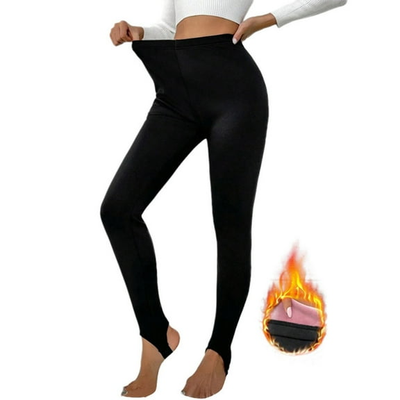 Fiaer Women's Leggings Elastic Waistband Gym Yoga Soft Stirrup Pants Tights Plus Size Stretch Slim Fit Workout Trousers Black L