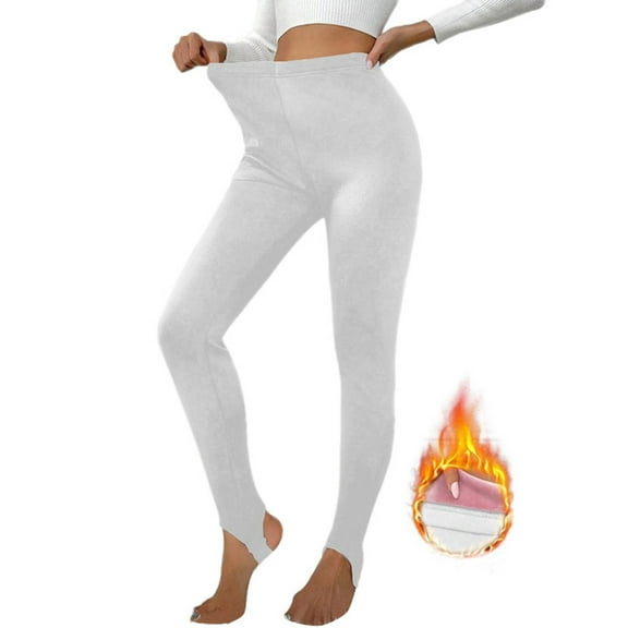 Fiaer Women's Leggings Elastic Waistband Gym Yoga Soft Stirrup Pants Tights Plus Size Stretch Slim Fit Workout Trousers White XL