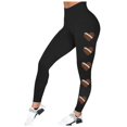 thumbnail image 1 of Fiaer Women's Leggings Plus Size Stretch Tummy Control Yoga Pants High Waisted Printed Comfort Solid Color Tight Workout Trousers Black L, 1 of 4