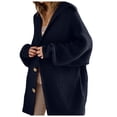 thumbnail image 1 of Fiaer Women's Long Cardigan Sweaters Button Down Lapel Collar Pockets Autumn Winter Casual Comfortable V-Neck Knit Tops with Pocket Black L, 1 of 6