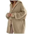 thumbnail image 1 of Fiaer Women's Long Cardigan Sweaters Button Down Lapel Collar Pockets Autumn Winter Casual Comfortable V-Neck Knit Tops with Pocket Khaki XL, 1 of 6
