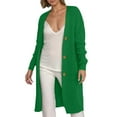 thumbnail image 1 of Fiaer Women's Long Cardigan Sweaters Knit Open Front V-Neck Loose Casual Fall Winter Warm Soft Chunky Button Down Pocket Tops Green M, 1 of 4