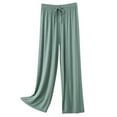 thumbnail image 1 of Fiaer,Women's Lounge Plus Size Trousers,Womens Wide Leg Solid Color Pants,Ladies Casual Fashion Comfy Elastic Waist Slacks with Pockets Light Green XL, 1 of 7