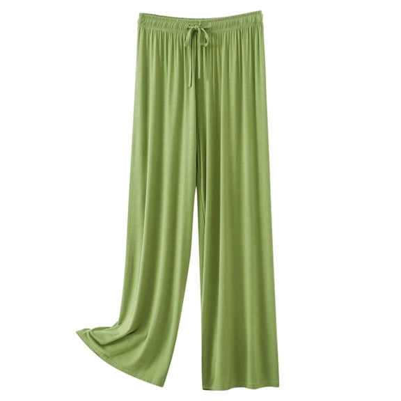 Fiaer,Women's Lounge Plus Size Trousers,Womens Wide Leg Solid Color Pants,Ladies Casual Fashion Comfy Elastic Waist Slacks with Pockets Green XXL