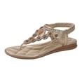 thumbnail image 1 of Fiaer Women's Orthopedic Sandals Rhinestone Boho Summer Western Sandals Glitter Thong Flip Flops Vacation T-Strap Beach Sandals Gold 9, 1 of 7