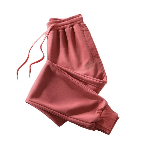 Fiaer,Women's Oversized Baggy Sweatpants,Womens Casual Running Hiking Pants with Pockets,Warm Stretch Lace up Solid Trousers for Women Red XL