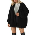 thumbnail image 1 of Fiaer Women's Oversized Cardigan Sweaters Lightweight Knit Open Front Long Sleeve Fashion Casual Loose Fit Comfortable Chunky Tops Black XXXXL, 1 of 5