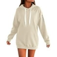 thumbnail image 1 of Fiaer,Women's Oversized Long Hoodies,Womens Loose Fit Fashion Solid Color Drawstring Hooded Sweatshirts with Zipper Pocket Beige XXXL, 1 of 4