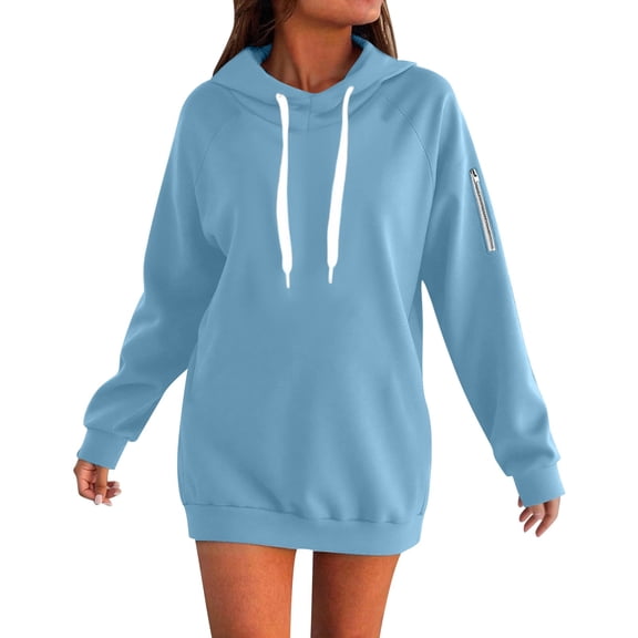 Fiaer Oversized Hoodies for Women Long Sleeve Drawstring Hooded Sweatshirts Loose Fit Trendy Casual Tops with Side Zipper Pocket Light Blue XXXL