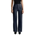 thumbnail image 1 of Fiaer,Women's Plus Size Business Dressy Pants,Womens Slim Fit Straight Leg Work Trousers,Ladies Buttons Stretch Solid Color Slacks with 2 Pockets Dark Blue M, 1 of 4