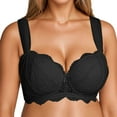 thumbnail image 1 of Fiaer Women's Push Up Lace Bras Underwire Adjustable with Wide Strap Lingerie Shaping Support Bra Black 75D, 1 of 5