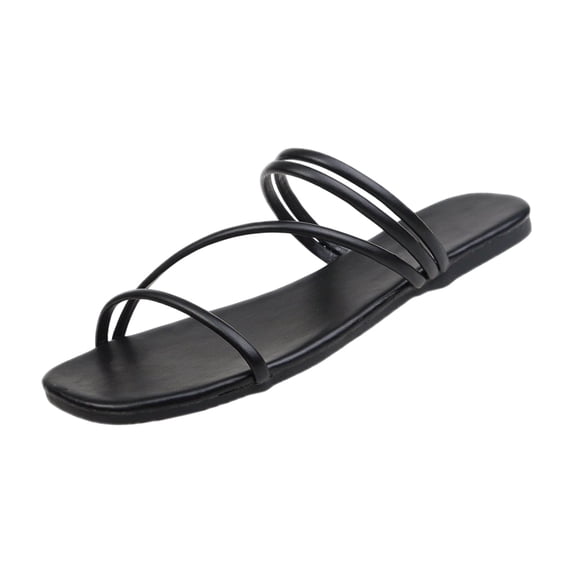 Fiaer Women's Strappy Gladiator Sandals Criss Cross Strap Flat Sandals Open Toe Casual Fashion Slippers Black 7